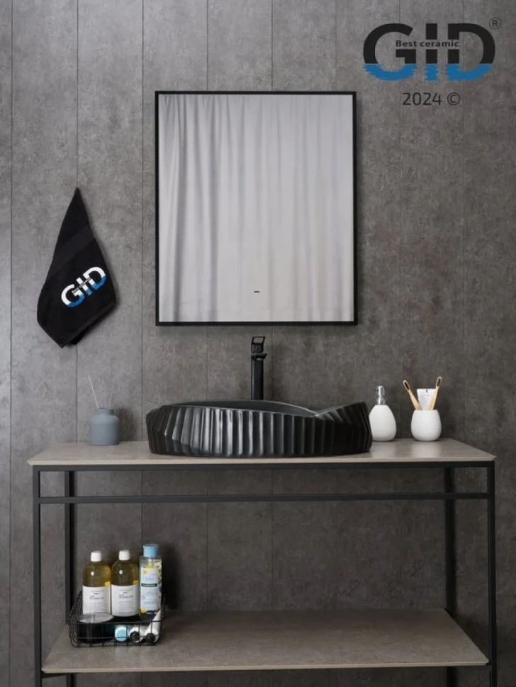 Накладная раковина GID Creativo Bm888 60 матовая черная, овальная, фаянс