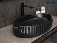 Накладная раковина GID Creativo Bm888 60 матовая черная, овальная, фаянс