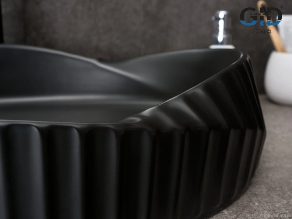 Накладная раковина GID Creativo Bm888 60 матовая черная, овальная, фаянс