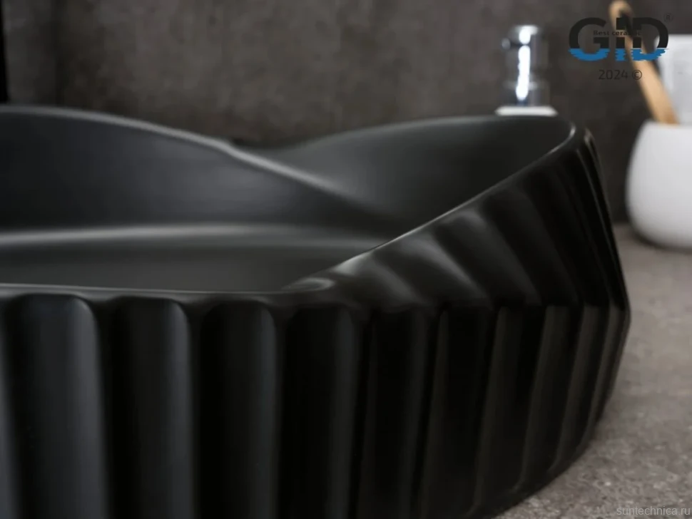 Накладная раковина GID Creativo Bm888 60 матовая черная, овальная, фаянс