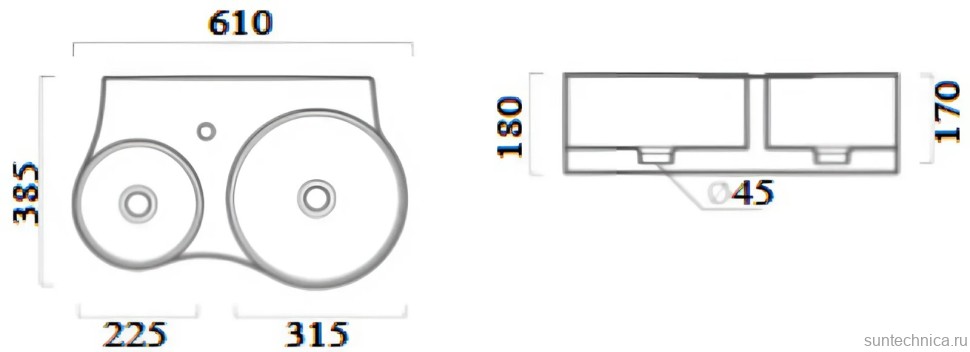 Раковина Ceruttispa Double Napoli 9706 белый