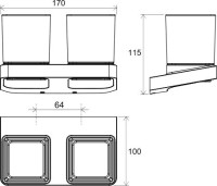 Стакан для ванной Ravak 10° TD 220.20 настенный, хром, стеклянный, двойной