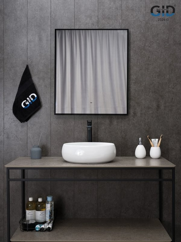 Накладная раковина GID Lago N9030ds 40 глянцевая белая, овальная, фаянс