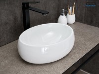 Накладная раковина GID Lago N9030ds 40 глянцевая белая, овальная, фаянс