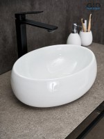 Накладная раковина GID Lago N9030ds 40 глянцевая белая, овальная, фаянс