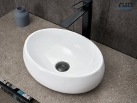 Накладная раковина GID Lago N9030ds 40 глянцевая белая, овальная, фаянс