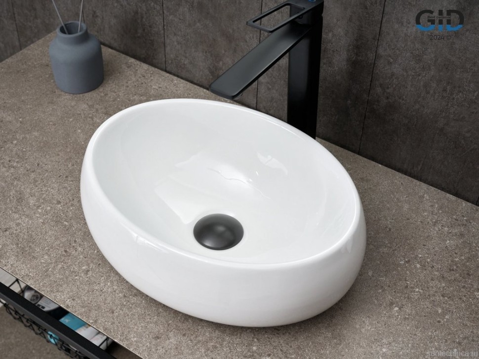 Накладная раковина GID Lago N9030ds 40 глянцевая белая, овальная, фаянс