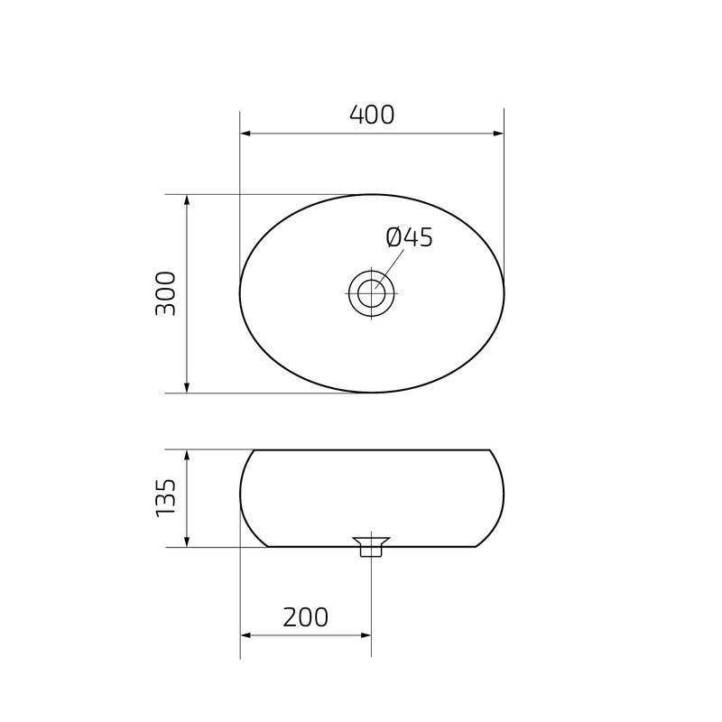 Накладная раковина GID Lago N9030ds 40 глянцевая белая, овальная, фаянс
