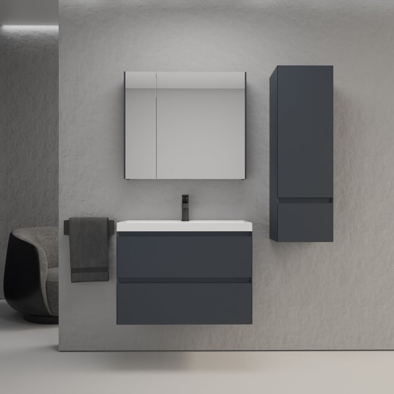 Мебель для ванной комнаты Style Line Манхэттен 80 подвесная, графит, раковина Andrea Classic 80