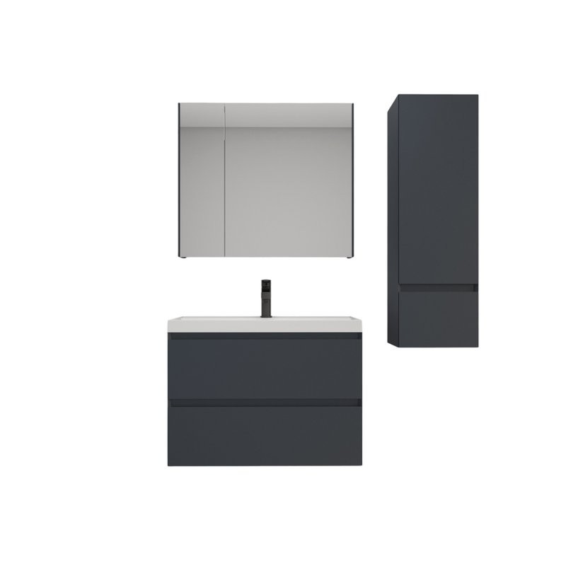 Мебель для ванной комнаты Style Line Манхэттен 80 подвесная, графит, раковина Andrea Classic 80