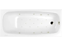 Акриловая ванна WHITECROSS Layla Slim RELAX 170x75 см, встраиваемая, с гидромассажем, белая, с каркасом, со сливом-переливом, фурнитура бронза