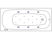 Акриловая ванна WHITECROSS Layla Slim RELAX 170x75 см, встраиваемая, с гидромассажем, белая, с каркасом, со сливом-переливом, фурнитура бронза