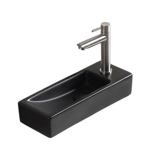 Раковина маленькая в туалет GID Suspendido Bm9271L 38 матовая черная, прямоугольная, фаянс