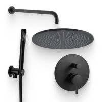 Душевой комплект Смеситель Paffoni Light LIG015NO С ВНУТРЕННЕЙ ЧАСТЬЮ + Гарнитур Master ZDUP094NO + Душ ZSOF074NO черный матовый + Кронштейн Lusso ZSOF034NO черный матовый