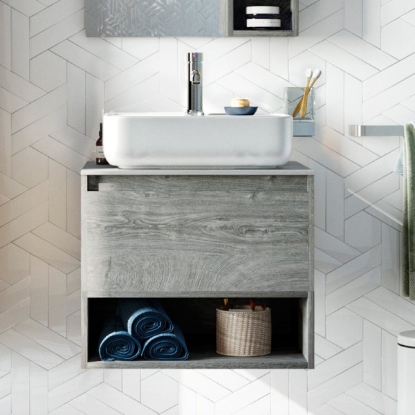 Тумба под раковину со столешницей STWORKI Карлстад 60 дуб рошелье, роверелла