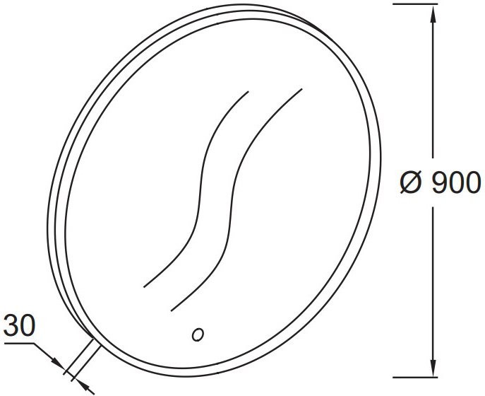 Зеркало круглое Jacob Delafon Odeon Rive Gauche EB1456-NF 90 с подсветкой