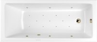 Акриловая ванна WHITECROSS Wave Slim RELAX 180x80 см, встраиваемая, с гидромассажем, белая, с каркасом, со сливом-переливом, фурнитура бронза