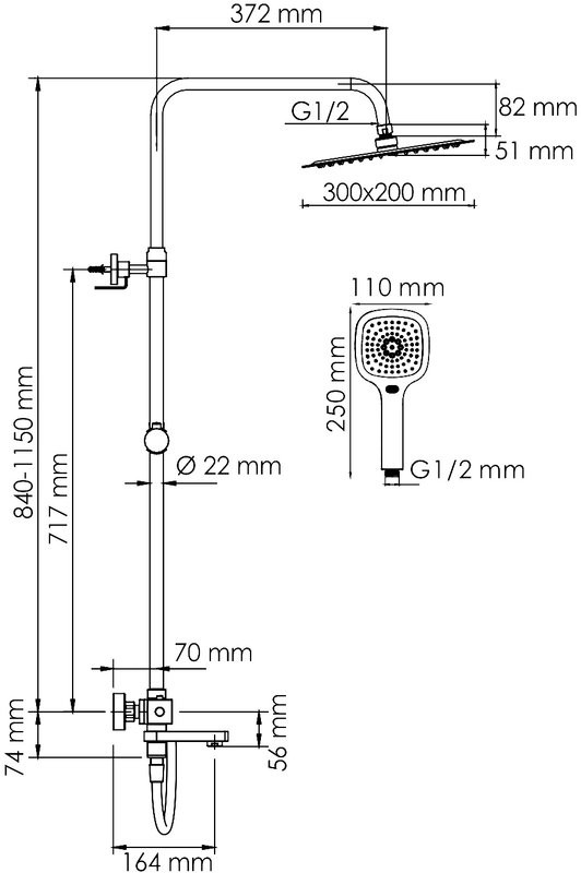 Душевая стойка Wasserkraft Aller A199.069.065.087.CH Thermo с термостатом, хром