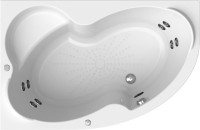 Акриловая ванна Radomir Vannesa Massage Ирма 2-75-2-1-0-216 классик, L 150x95 см, угловая, левая, пристенная, с гидромассажем, белая, асимметричная, с каркасом, с экраном, с сиденьем, со сливом-переливом, с полотенцедержателем