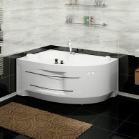 Акриловая ванна Radomir Vannesa Massage Ирма 2-75-2-1-0-216 классик, L 150x95 см, угловая, левая, пристенная, с гидромассажем, белая, асимметричная, с каркасом, с экраном, с сиденьем, со сливом-переливом, с полотенцедержателем