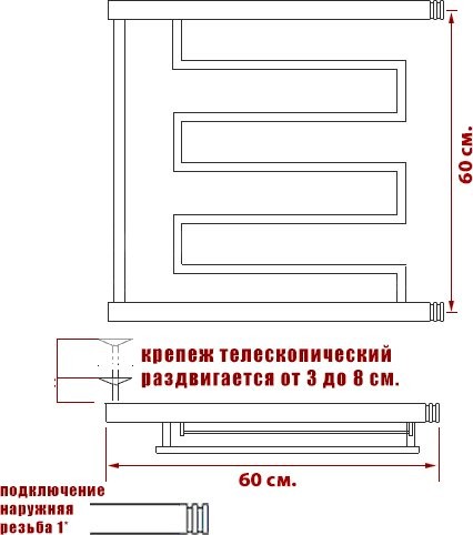 Полотенцесушитель водяной Ника Econ ПМ 3 60/60