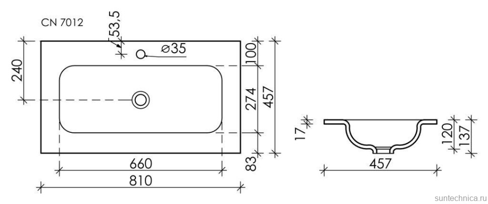 Накладная раковина Ceramicanova Grace прямоугольная черная матовая 81 см CN7012MB