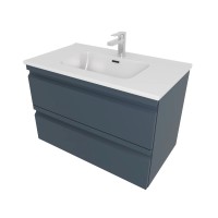 Тумба с раковиной AQUATEK Вега 80 подвесная, 2 ящика, матовая серая