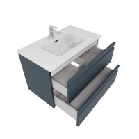 Тумба с раковиной AQUATEK Вега 80 подвесная, 2 ящика, матовая серая