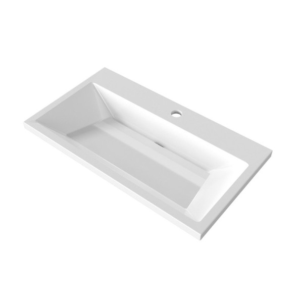 Мебельная раковина Grossman Блисс 80 накладная, глянцевая белая, прямоугольная, искусственный мрамор