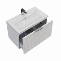 Мебельная раковина Grossman Блисс 80 накладная, глянцевая белая, прямоугольная, искусственный мрамор