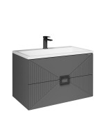 Мебельная раковина Grossman Блисс 80 накладная, глянцевая белая, прямоугольная, искусственный мрамор