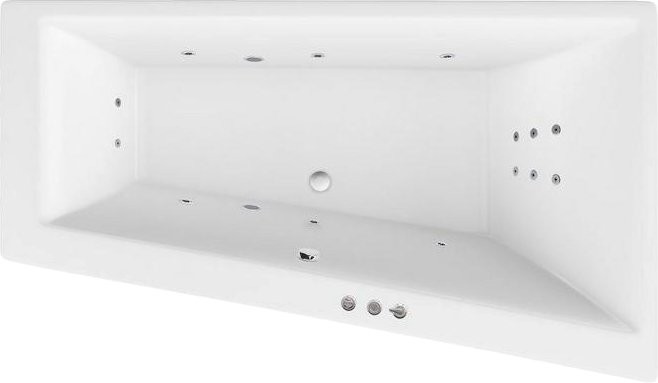 Акриловая ванна Excellent Sfera Slim WAEX.SFP17S.SMART R 170x100 см, угловая, правая, встраиваемая, с гидромассажем, белая, асимметричная, с каркасом, со сливом-переливом