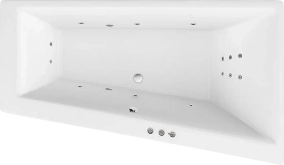 Акриловая ванна Excellent Sfera Slim WAEX.SFP17S.SMART R 170x100 см, угловая, правая, встраиваемая, с гидромассажем, белая, асимметричная, с каркасом, со сливом-переливом
