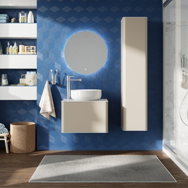 Мебель для ванной комнаты STWORKI Ноттвиль 60 бежевый шелк, с отверстием под смеситель, подвесная, российская