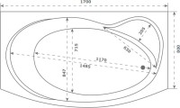 Акриловая ванна Bas Либера 170x100 см, правая, пристенная, белая, с каркасом, с сиденьем