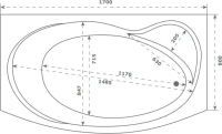 Акриловая ванна Bas Либера 170x100 см, правая, пристенная, белая, с каркасом, с сиденьем