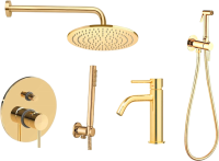 Комплект для ванной Paffoni Light KITZLIG015HG071 С ВНУТРЕННЕЙ ЧАСТЬЮ, медовое золото