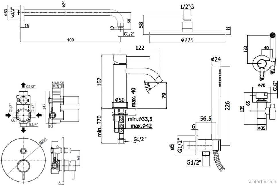 Комплект для ванной Paffoni Light KITZLIG015HG071 С ВНУТРЕННЕЙ ЧАСТЬЮ, медовое золото