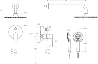 Душевой комплект Cezares Stylus STYLUS-DSET-NOP С ВНУТРЕННЕЙ ЧАСТЬЮ, матовый черный