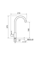 Кран РМС SUS124-269F нержавеющая сталь