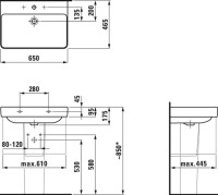 Раковина Laufen Pro S 8.1096.4.000.104.1 65 прямоугольная, с полупьедесталом
