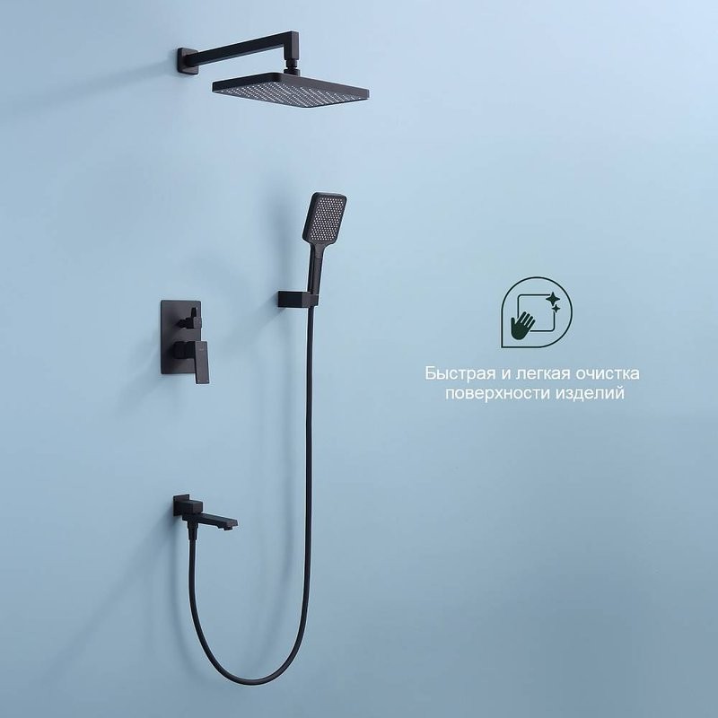 Душевой комплект Splenka S01 S01.27.06 С ВНУТРЕННЕЙ ЧАСТЬЮ, черный