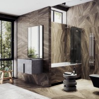 Шторка на ванну Maybahglass MGV-919-4 99 см, профиль хром, стекло графит матовое