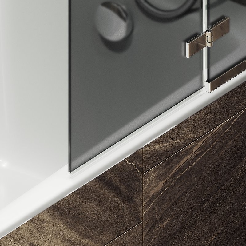 Шторка на ванну Maybahglass MGV-919-4 99 см, профиль хром, стекло графит матовое