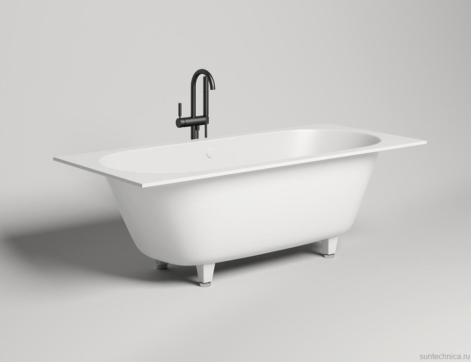 Ванна из искусственного камня Salini Ornella Axis S-Sense 180x80 см, встраиваемая, белая, на ножках