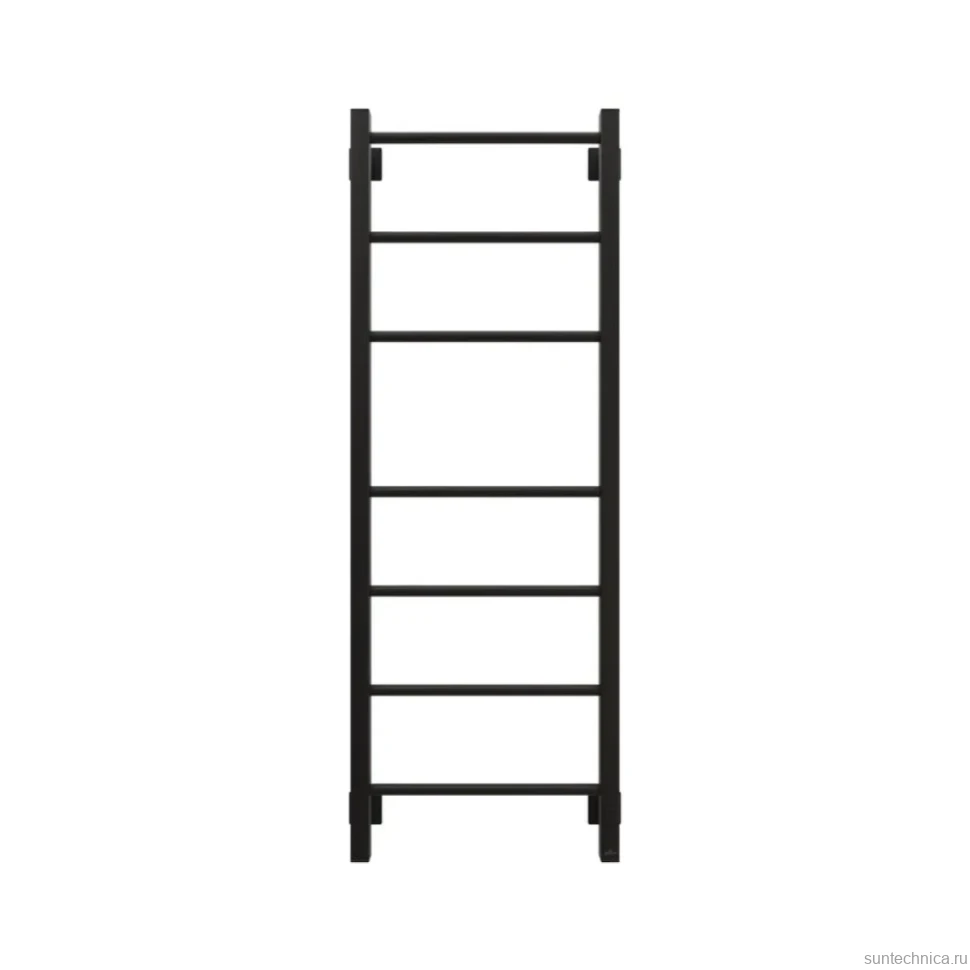 Полотенцесушитель электрический Grota Costa 430х1200 RAL9005 EL 120x45 см, подключение справа, слева, скрытое подключение справа, матовый черный, лесенка, из стали