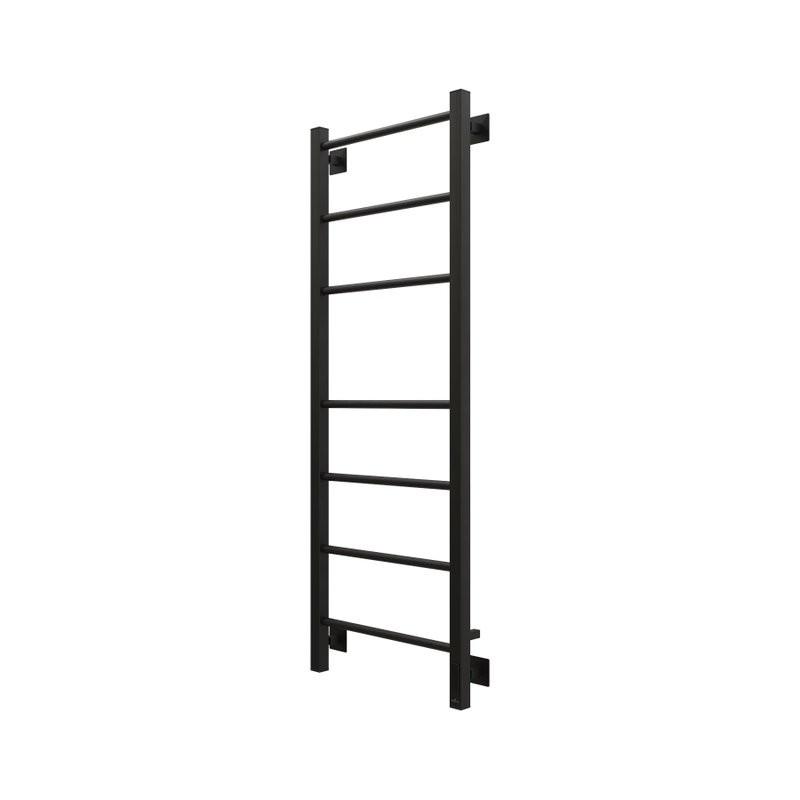Полотенцесушитель электрический Grota Costa 430х1200 RAL9005 EL 120x45 см, подключение справа, слева, скрытое подключение справа, матовый черный, лесенка, из стали