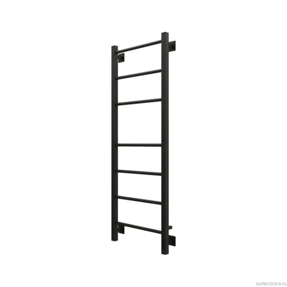 Полотенцесушитель электрический Grota Costa 430х1200 RAL9005 EL 120x45 см, подключение справа, слева, скрытое подключение справа, матовый черный, лесенка, из стали