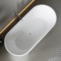 Акриловая ванна Sancos Mimi FB01 170x80 см, отдельностоящая, белая, овальная, с каркасом, со сливом-переливом