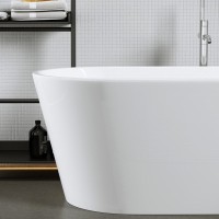 Акриловая ванна Sancos Mimi FB01 170x80 см, отдельностоящая, белая, овальная, с каркасом, со сливом-переливом